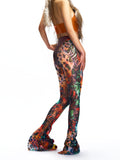 GRAPHIC MESH FLARED LEGGINGS