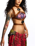 LEATHER BUSTIER TOP WITH METAL DETAILING