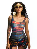 RAGGED MESH SLEEVELESS DRESS