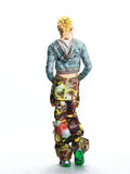 FAUX LAYERED GRAPHIC FAUX LEATHER UTILITY TROUSERS