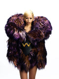 OFF-SHOULDER NOTCHED-COLLAR SHEARLING COAT