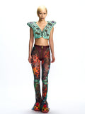 PATCHWORK HOODED VEST ADORNED WITH CRYSTALS
