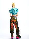 PRINTED COTTON CARGO TROUSERS