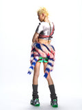 FAUX LEATHER PATCHWORK SKIRT