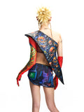 GRAPHIC PATCHWORK MESH & FAUX LEATHER SET