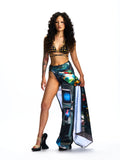 ONE-SIDED PANTS WITH HIGH SLIT SKIRT