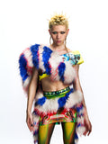 FAUX FUR PATCHWORK TOP