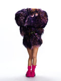 OFF-SHOULDER NOTCHED-COLLAR SHEARLING COAT