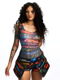 FAUX TWO-PIECE CRYSTAL SKORT