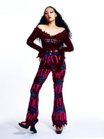 GRAPHIC RIB FLARE PANTS