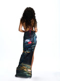 ONE-SIDED PANTS WITH HIGH SLIT SKIRT
