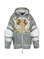 ALIEN ZIPPED HOODIE WITH CRYSTALS