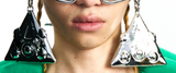 FUTURISTIC HEADSET SUNGLASSES WITH EARRINGS HANGINGS