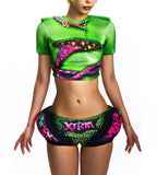 CROPPED CRYSTAL T-SHIRT WITH SHOULDER PADS