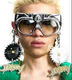 FUTURISTIC HEADSET SUNGLASSES WITH EARRINGS HANGINGS