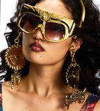 FUTURISTIC HEADSET SUNGLASSES WITH EARRINGS HANGINGS