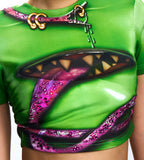 CROPPED CRYSTAL T-SHIRT WITH SHOULDER PADS