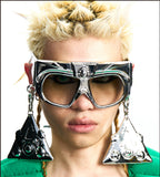 FUTURISTIC HEADSET SUNGLASSES WITH EARRINGS HANGINGS