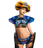 CROPPED CRYSTAL TOP WITH STATEMENT PADDED SHOULDERS