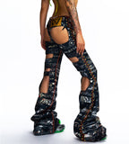 BACK CUT-OUT LOW-RISE PANTS WITH CRYSTAL