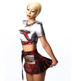 CROPPED CRYSTAL T-SHIRT WITH SHOULDER PADS