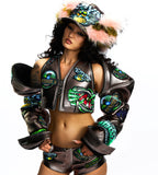 DETACHABLE SHORT FAUX LEATHER JACKET