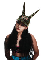 CRYSTAL-EMBELLISHED SPIKE VELVET CAP