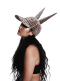 CRYSTAL-EMBELLISHED SPIKE VELVET CAP