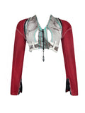 GRAPHIC CROPPED CUTOUT JACKET/VEST WITH DETACHABLE SLEEVES