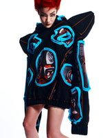 GRAPHIC SPIKED HOODIE WITH DETACHABLE SHOULDER PADS