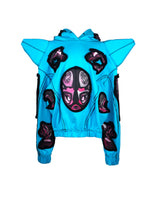 GRAPHIC SPIKED HOODIE WITH DETACHABLE SHOULDER PADS