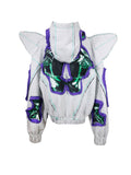 GRAPHIC SPIKED HOODIE WITH DETACHABLE SHOULDER PADS