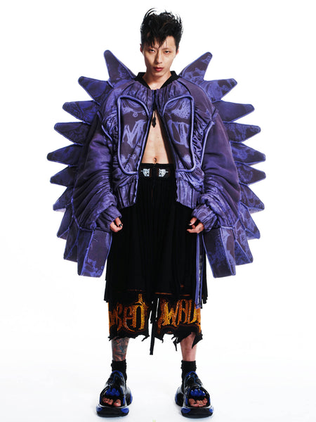 SPIKED SLEEVES GRAPHIC COAT
