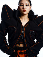 HOODED JACKET WITH DETACHABLE SPIKE-SHAPED SHOULDERS