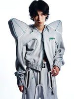 HOODED JACKET WITH DETACHABLE SPIKE-SHAPED SHOULDERS