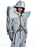 HOODED JACKET WITH DETACHABLE SPIKE-SHAPED SHOULDERS