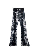 GRAPHIC MESH BOTTON PANTS