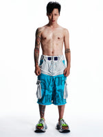 PANELED GRPAHIC CARGO PANTS/SHORT PANTS/SKIRT